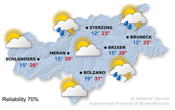 Sunny to start with, followed by a few thunderstorms