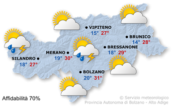Sole, nubi e qualche temporale
