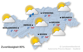 Wetterkarte Südtirol heute
