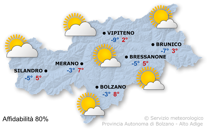 Previsione per domani, mercoledì 19/11/2025