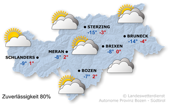 Wetterkarte Südtirol heute
