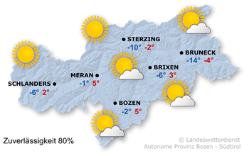 Wetterkarte Südtirol heute