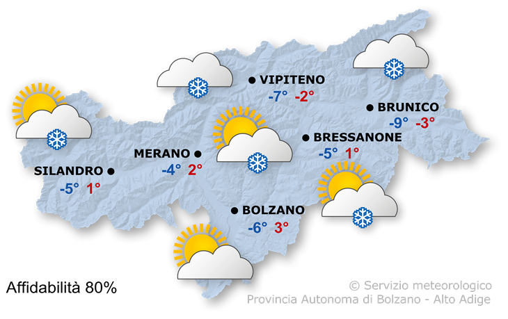 Previsione per oggi, venerdì 09/01/2026
