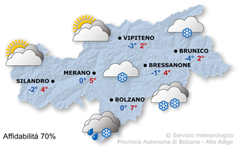 Mappa meteo Alto Adige domani