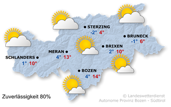 Wetterkarte Südtirol heute