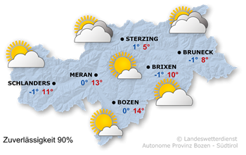 Wetterkarte Südtirol heute