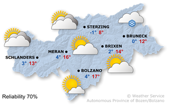 Weather Map South Tyrol tomorrow