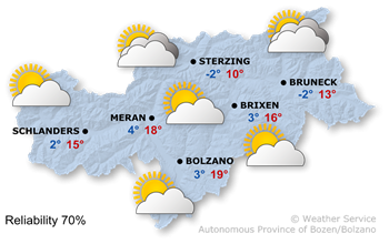 Weather Map South Tyrol tomorrow