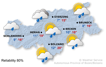 Weather Map South Tyrol tomorrow