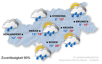 Wetterkarte Südtirol heute