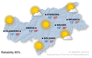 Weather Map South Tyrol today
