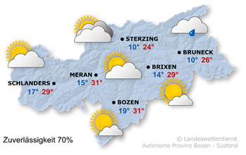 Wetterkarte Südtirol morgen