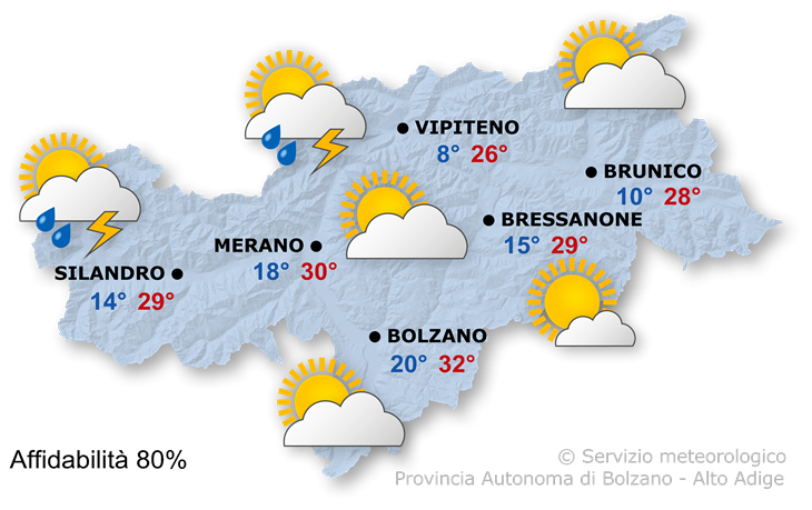 Il tempo di oggi, 25.07.2026