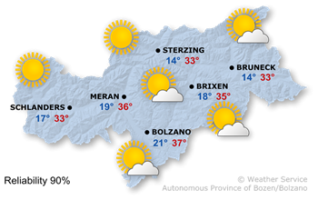 Weather Map South Tyrol tomorrow
