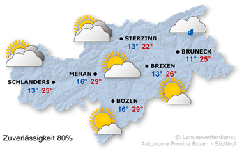 Wetterkarte Südtirol heute