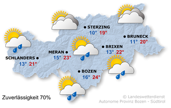 Wetterkarte Südtirol morgen