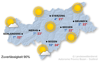 Wetterkarte Südtirol heute