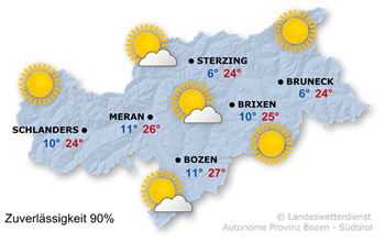 Wetterkarte Südtirol heute