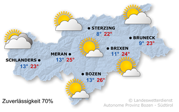 Wetterkarte Südtirol heute