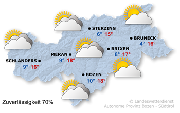 Wetterkarte Südtirol morgen