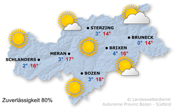 Wetterkarte Südtirol heute