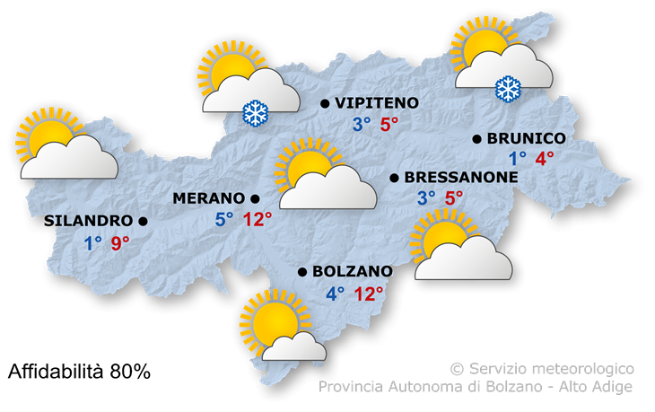 Previsione per oggi, mercoledì 20/11/2024