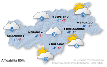 Mappa meteo Alto Adige oggi