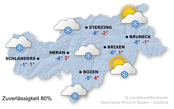 Wetterkarte Südtirol heute