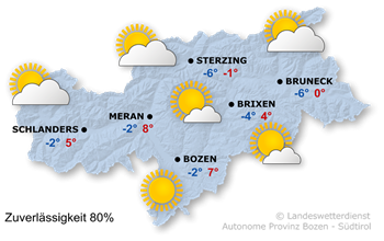 Wetterkarte Südtirol morgen