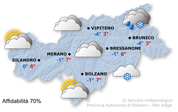 Molto nuvoloso, deboli precipitazioni