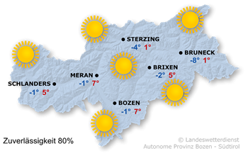 Wetterkarte Südtirol heute