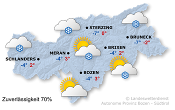 Wetterkarte Südtirol morgen