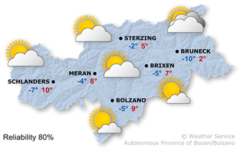 Weather conditions in South Tyrol today