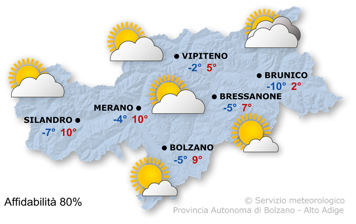 Previsione per oggi, mercoledì 15/01/2025