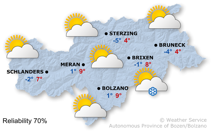 Forecast for tomorrow, tuesday 21/01/2025