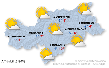 Mappa meteo Alto Adige oggi