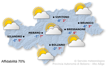 Mappa meteo Alto Adige oggi