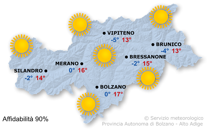 Previsione per oggi, mercoledì 19/03/2025