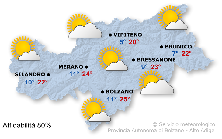Previsione per oggi, domenica 11/05/2025