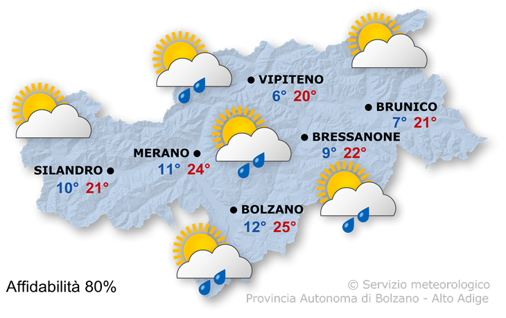 Previsione per domani, lunedì 12/05/2025