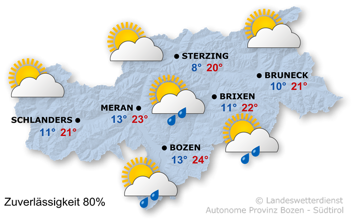 Vorhersage für heute, Dienstag 13.05.2025