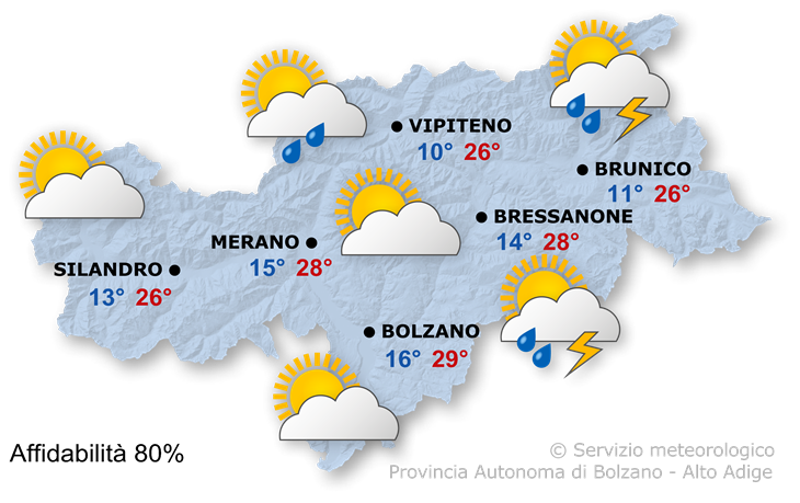 Previsione per oggi, domenica 01/06/2025