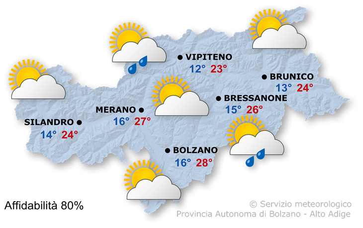 Previsione per oggi, mercoledì 04/06/2025