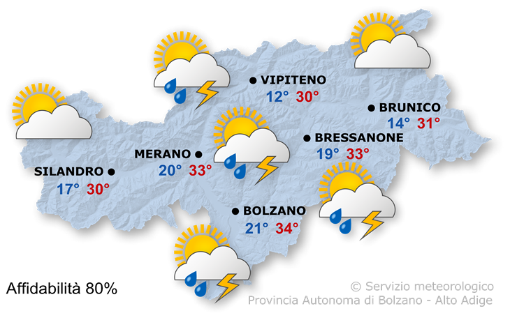 Il tempo di oggi, 14.06.2025
