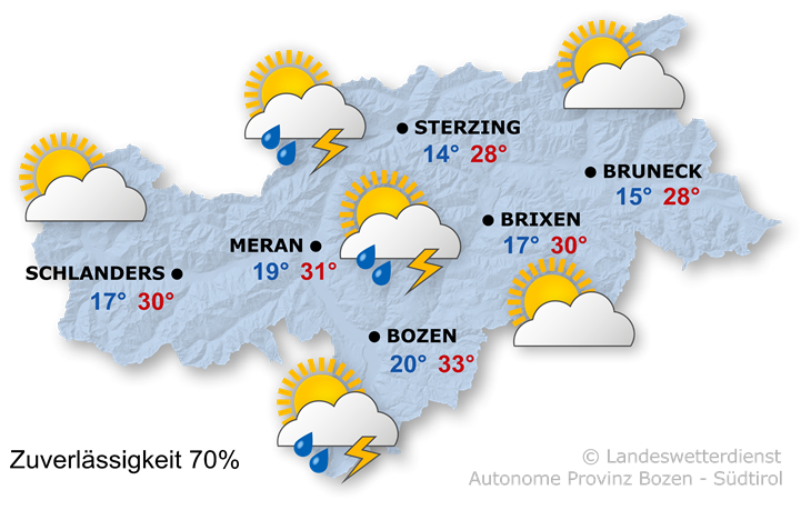 Vorhersage für morgen, Dienstag 01.07.2025