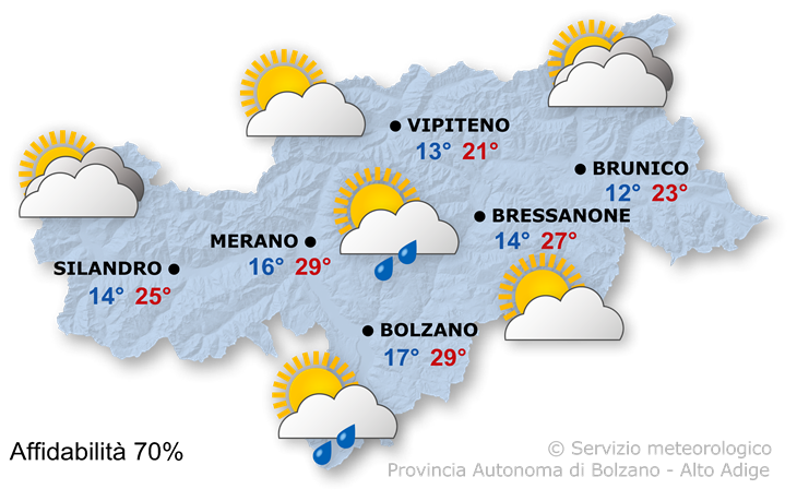 Previsione per oggi, domenica 27/07/2025