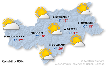 Weather Map South Tyrol tomorrow