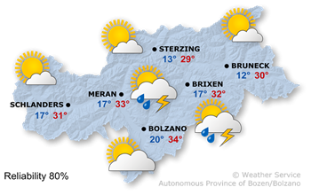 Sunny with localised thunderstorms